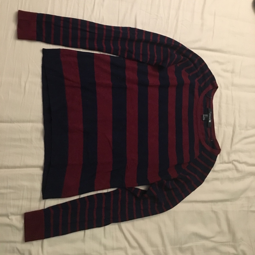 Blue red striped Forever 21 sweater