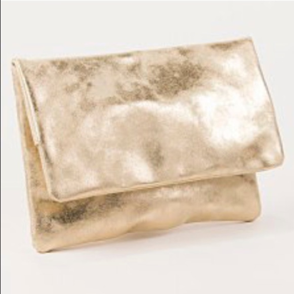 Gold Fold-over Large Pocket Clutch