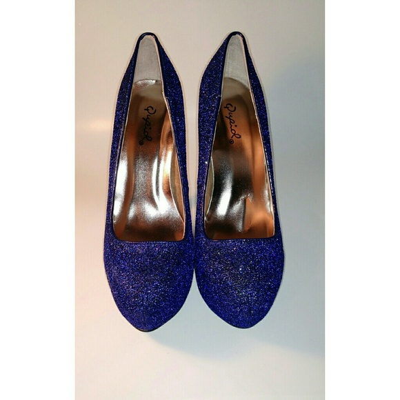 BLUE SPARKLY PLATFORM PUMPS - Picture 4 of 5