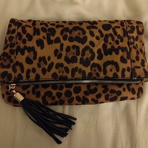 Sole society foldover cheetah print clutch