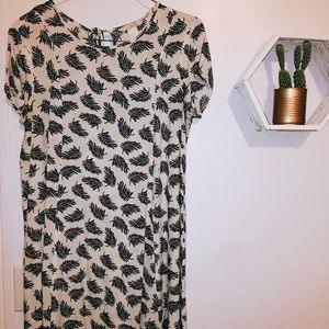 Feather pattern midi dress