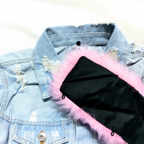🌷1 HR SALE🌷NWT CI SONO Denim JACKET Violet Fur - Picture 8 of 8