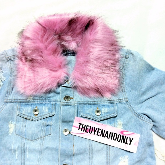 🌷1 HR SALE🌷NWT CI SONO Denim JACKET Violet Fur - Picture 2 of 8