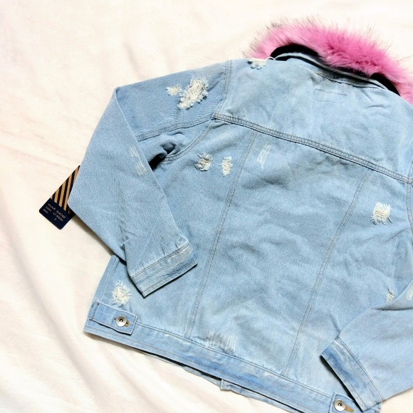 🌷1 HR SALE🌷NWT CI SONO Denim JACKET Violet Fur - Picture 6 of 8