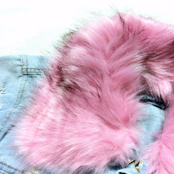 🌷1 HR SALE🌷NWT CI SONO Denim JACKET Violet Fur - Picture 3 of 8