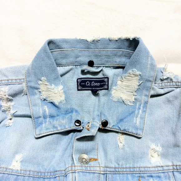 🌷1 HR SALE🌷NWT CI SONO Denim JACKET Violet Fur - Picture 7 of 8