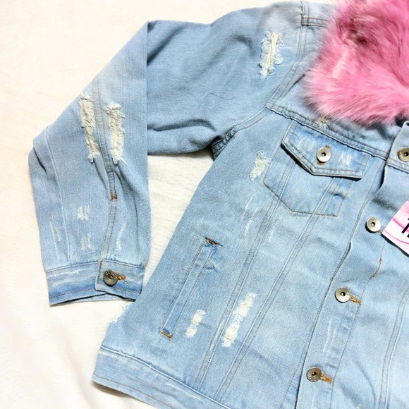 🌷1 HR SALE🌷NWT CI SONO Denim JACKET Violet Fur - Picture 4 of 8