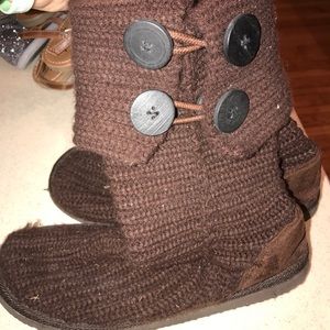 Fold down Knit brown boots