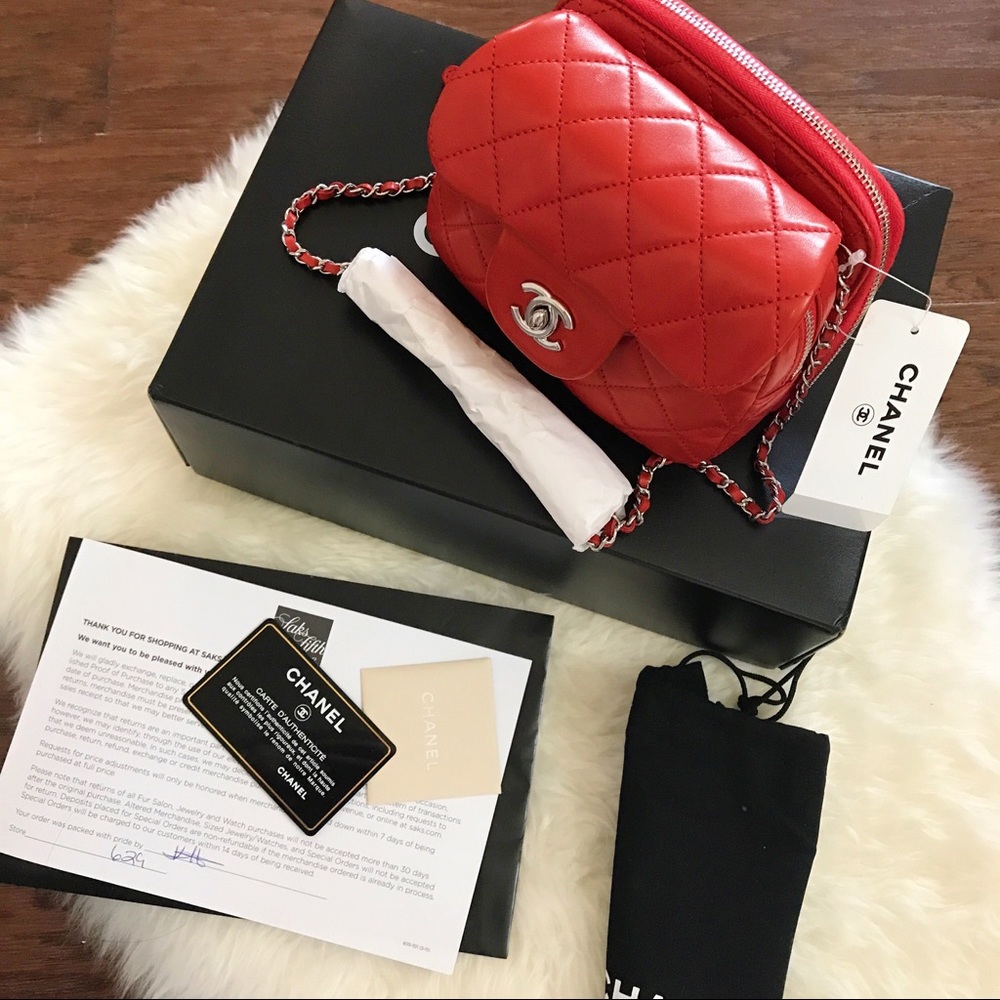 *SOLD*New W/ Tag Chanel Red Mini Wallet With Chain