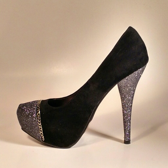 BLACK AND GLITTER PUMPS - Picture 2 of 5