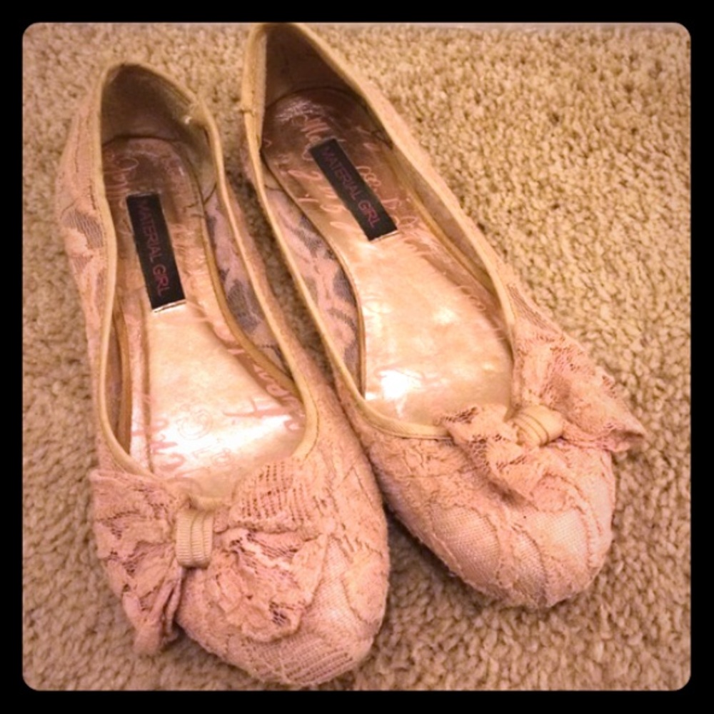 Pink lace bow flats