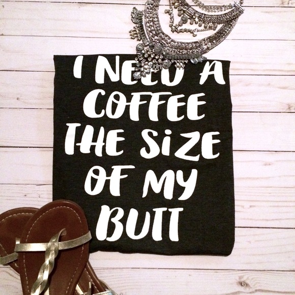 Charcoal Gray Need A Coffee Graphic T Shirt Tee - Picture 2 of 7