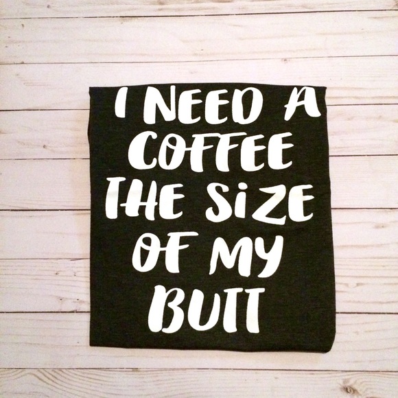 Charcoal Gray Need A Coffee Graphic T Shirt Tee - Picture 3 of 7