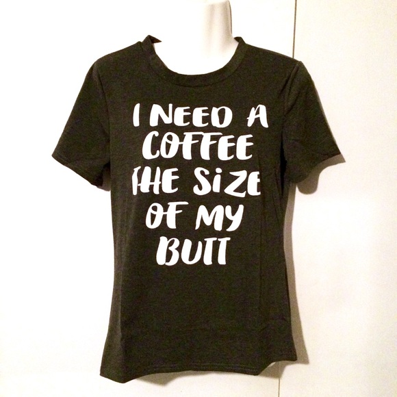 Charcoal Gray Need A Coffee Graphic T Shirt Tee - Picture 4 of 7