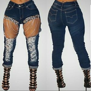 Denim high-waist jeans