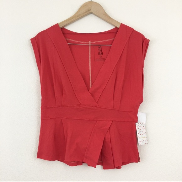 NWT Free People Hemingway V-neck Tee - Picture 2 of 6