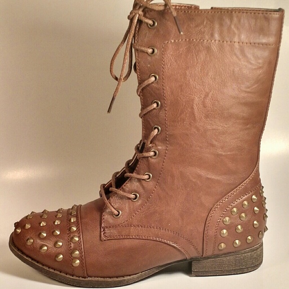 COGNAC COMBAT BOOTS - Picture 4 of 4