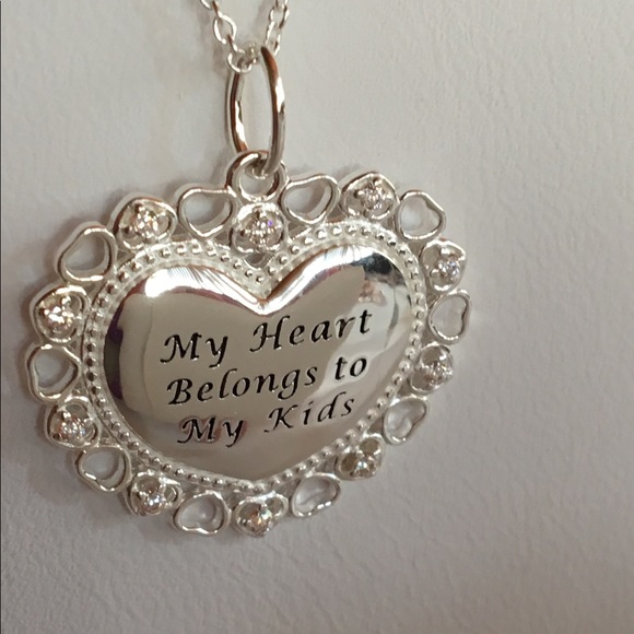 Sterling Silver Heart "Love Family Quote" Necklace - Picture 3 of 5