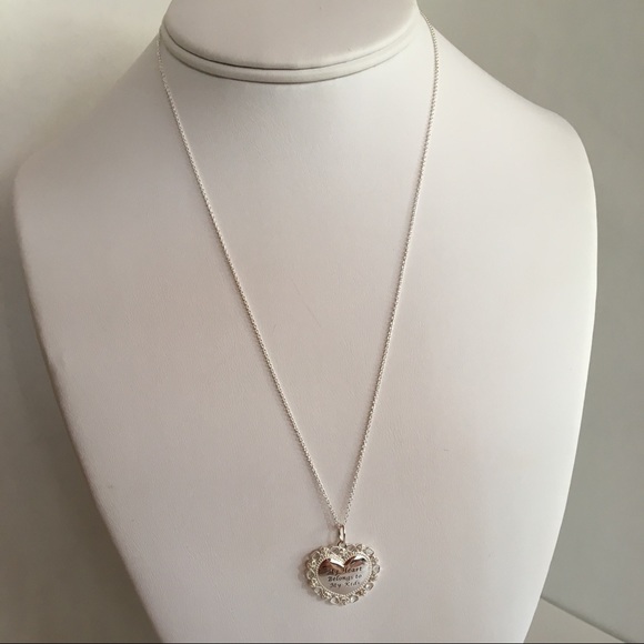 Sterling Silver Heart "Love Family Quote" Necklace - Picture 4 of 5