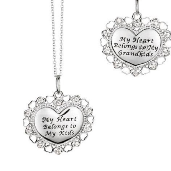 Sterling Silver Heart "Love Family Quote" Necklace - Picture 2 of 5