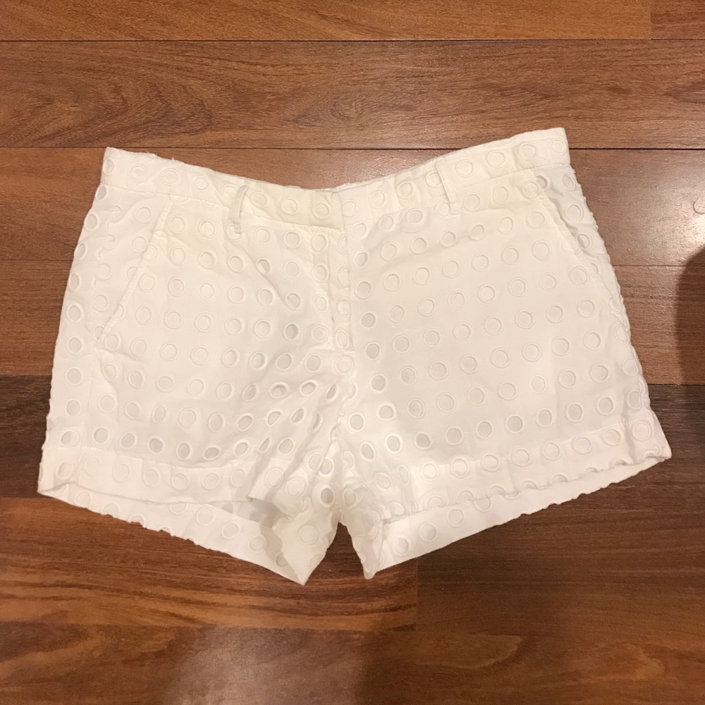 White Textured Shorts