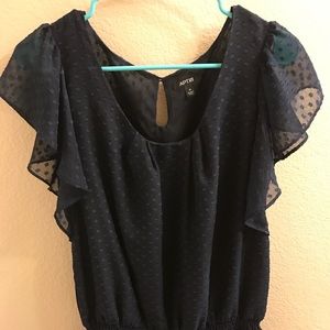 Navy Polka Dot Blouse