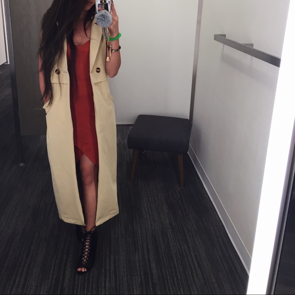 Suede dark orange midi dress