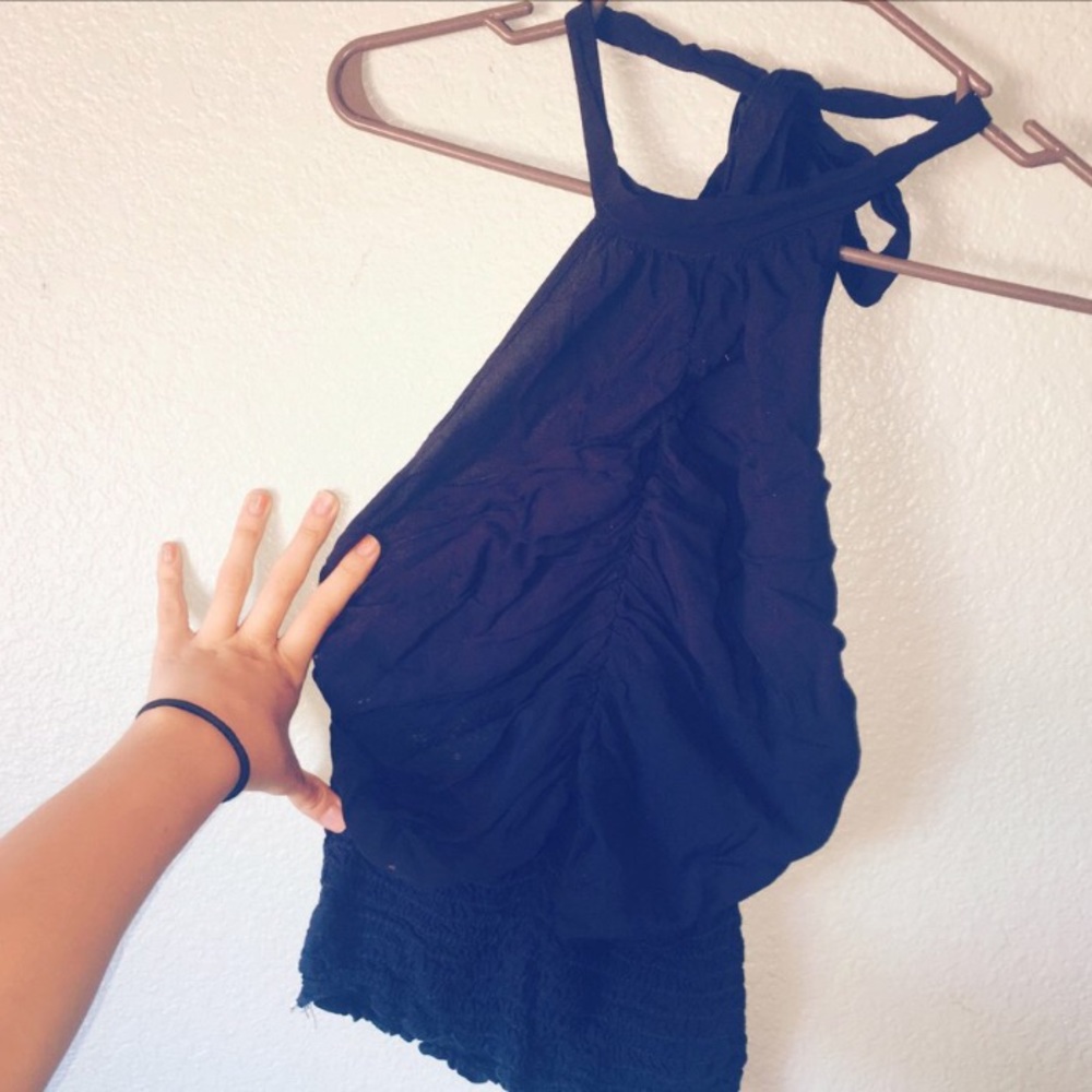 Blue Backless Halter Top