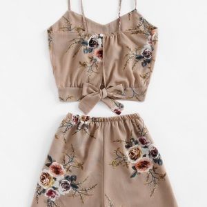 Split Crop Cami with Shorts