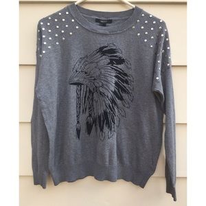 Sweater With Native American Headdress Print 💓