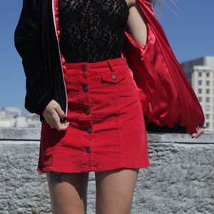 Red Corduroy Skirt