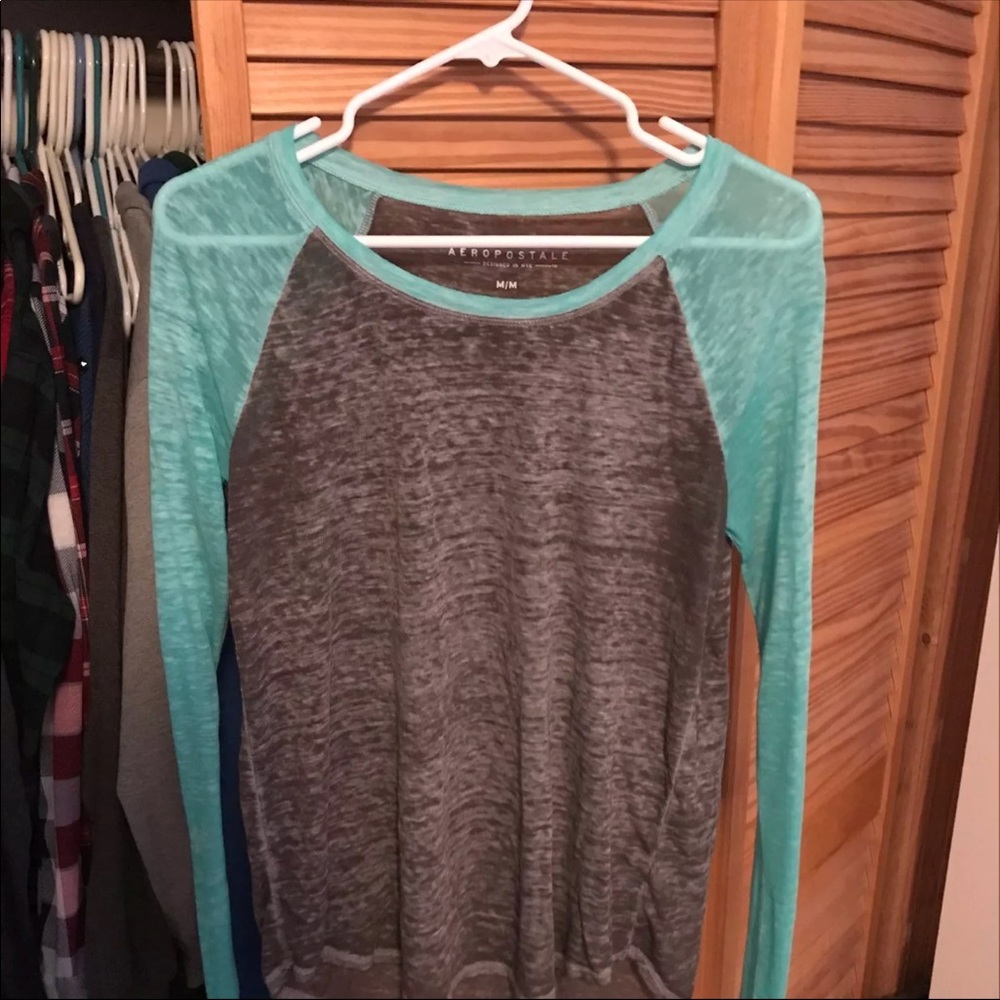 Long Sleeve Grey and Teal