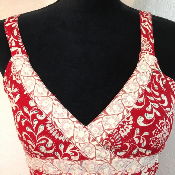 QUIZZ TRENDS Red & White Boho Camisole Top - Picture 2 of 8