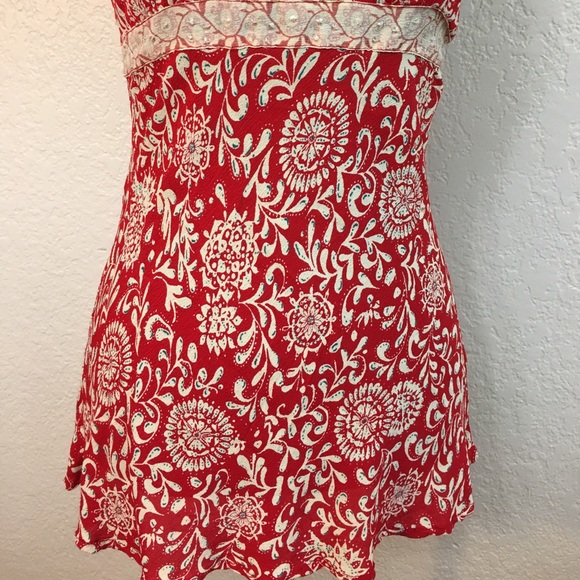 QUIZZ TRENDS Red & White Boho Camisole Top - Picture 3 of 8