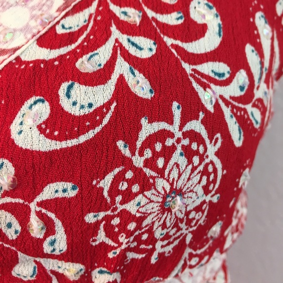 QUIZZ TRENDS Red & White Boho Camisole Top - Picture 5 of 8