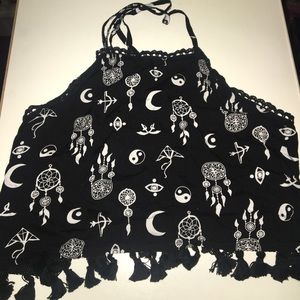 Ying Yang Pattern Halter Top