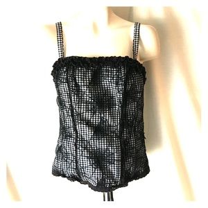 B&W Cotton Gingham Check Spider Web Corset Bustier