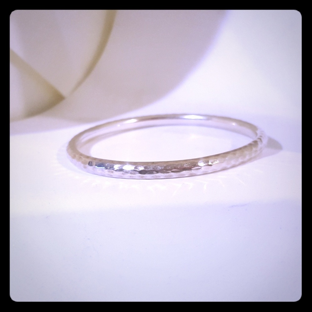 .925 Sterling Silver Small Hammered Bangle