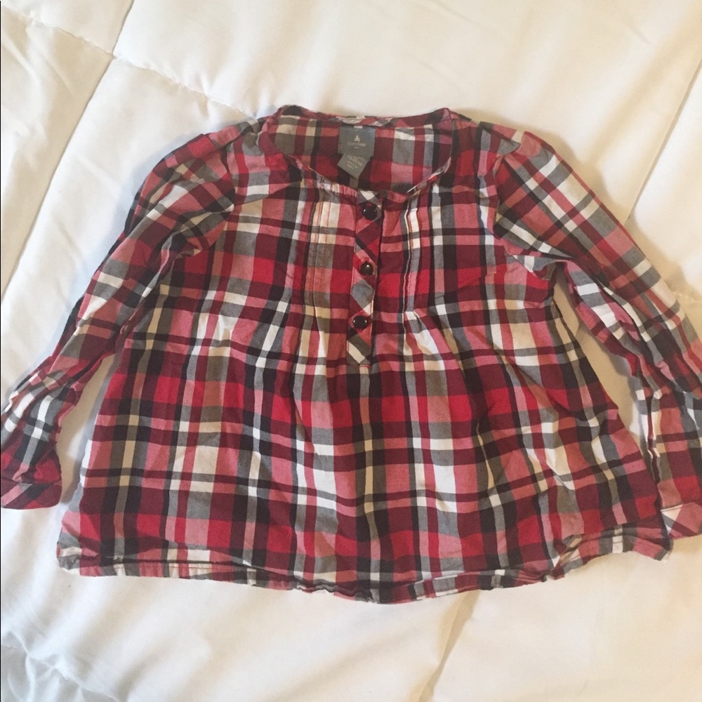 GAP baby girls 18-24m red/black/white plaid shirt
