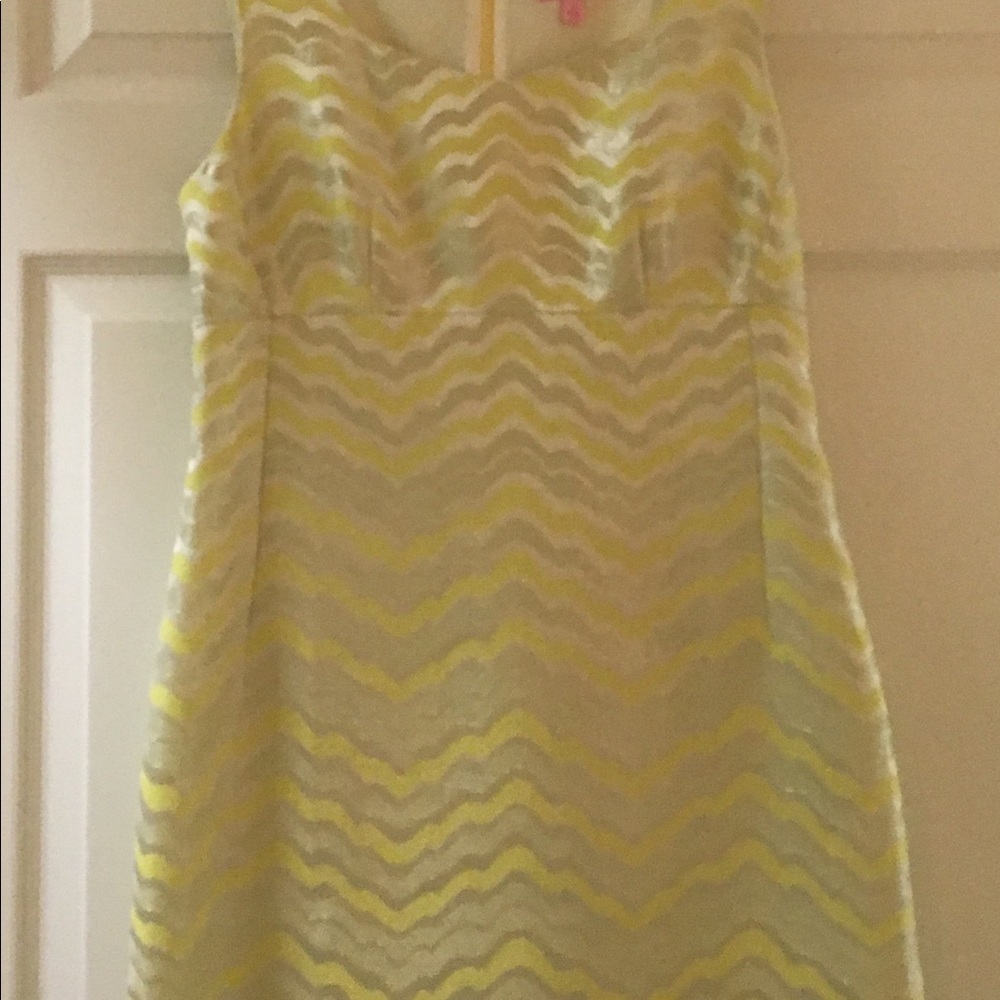 Lilly Pulitzer silver and yellow metallic dress