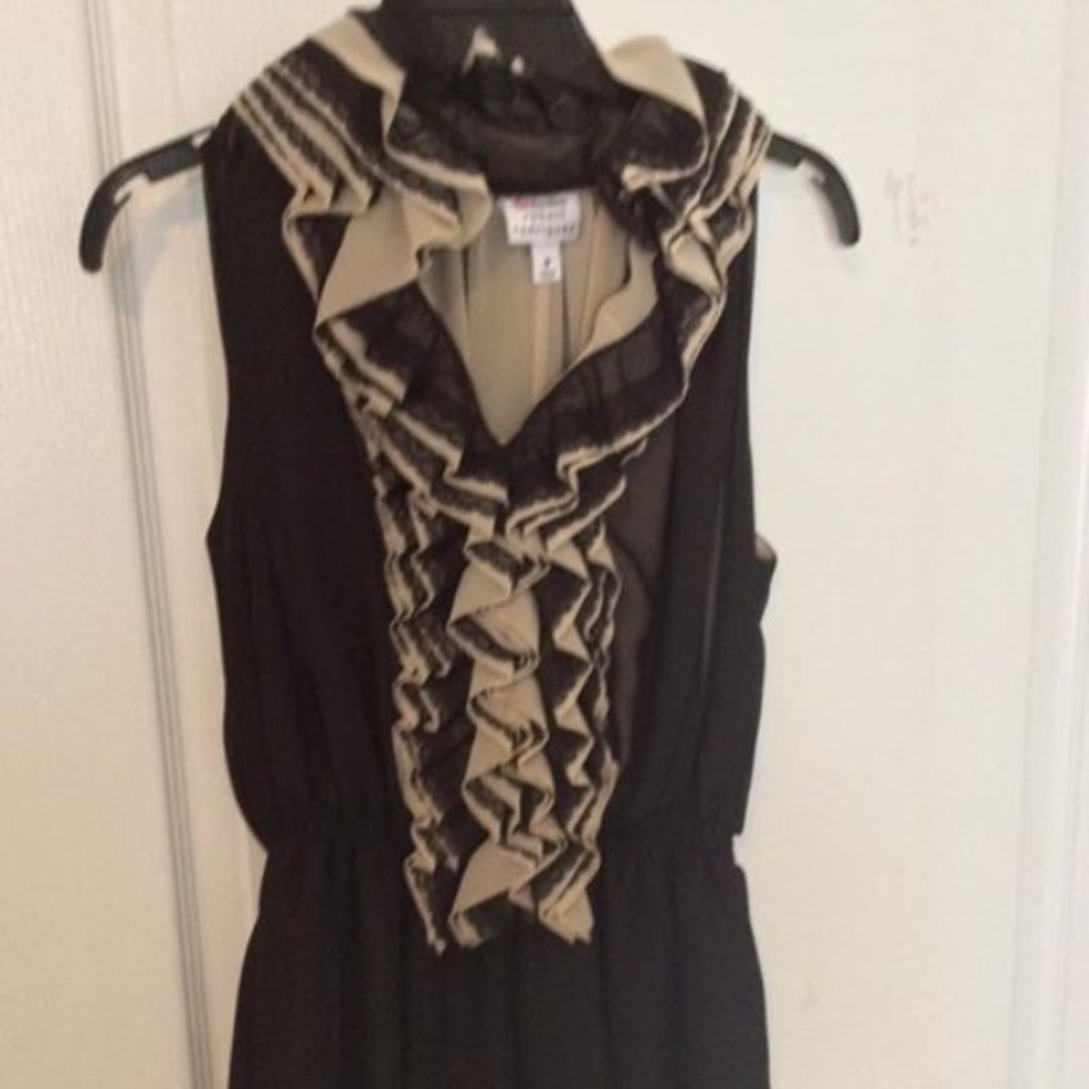 Chiffon top Black/Cream