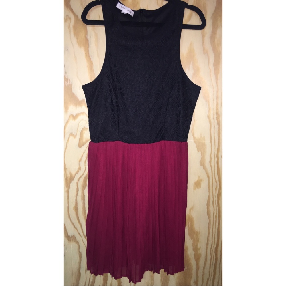 Socialite Black and Maroon Cocktail Dress