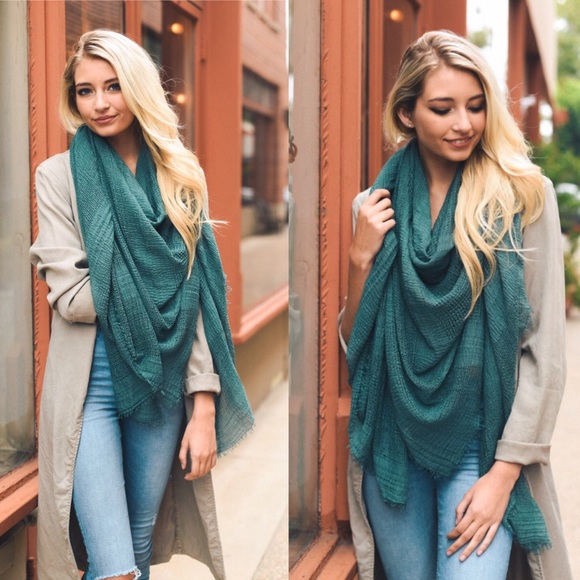 HP  Bohemian Teal Blanket Boho Scarf - Picture 2 of 4