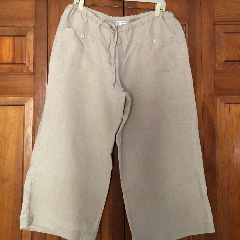 Linen wide leg crop pants