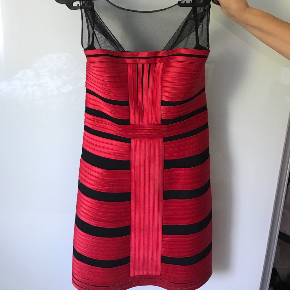 Bcbg maxazria black and red and mesh dress!