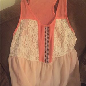 Lace and chiffon blouse