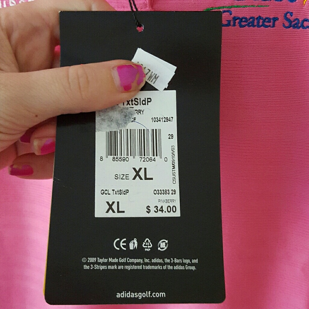 Nwt - Adidas pink polo golf tee - size XL - Picture 4 of 4