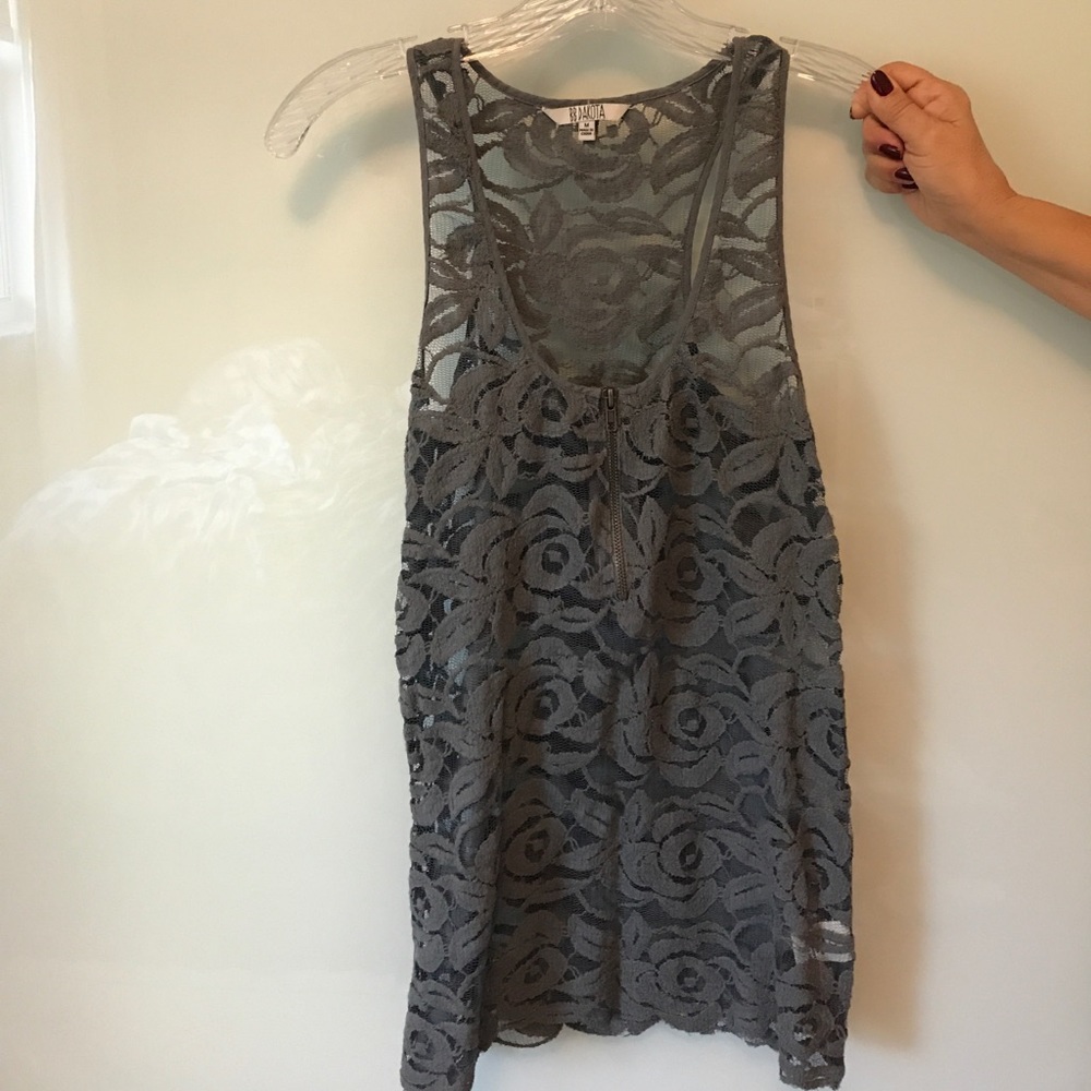 Flower mesh gray shirt
