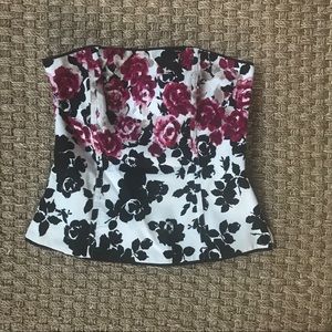 Black house white market strapless floral top