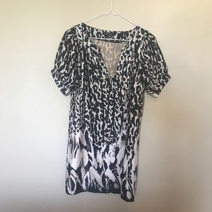 Silk Leopard and Feather Detail Dress